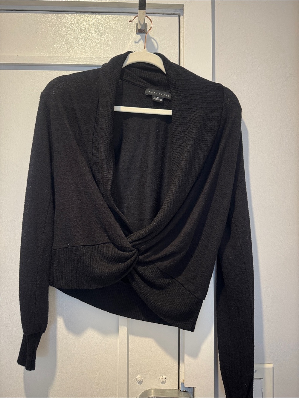 Sanctuary Black Twist-Front Cowl Neck Sweater
